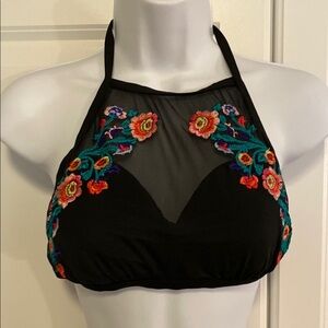 Apt. 9 Black and Orange Embellished Crop Bikini Top